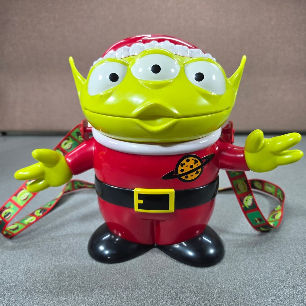 Disney Toy Story Alien Popcorn Bucket Red Excellent Santa Suit Strap